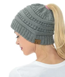 Halloween Sale - Soft Knit Ponytail Beanie Hat