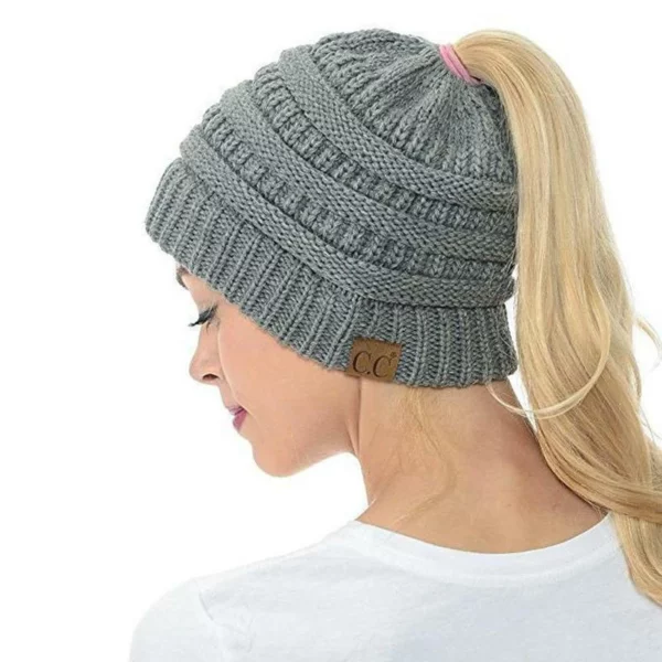 Հելոուինի վաճառք - Soft Knit Ponytail Beanie Hat