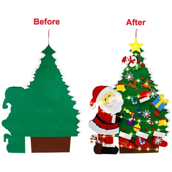 Vianočný stromček z plsti 4 stopy s LED pásikom 38 ks