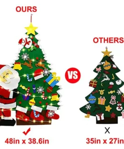 Felt Christmas Tree 4ft With LED Lights Strip 38 Pcs