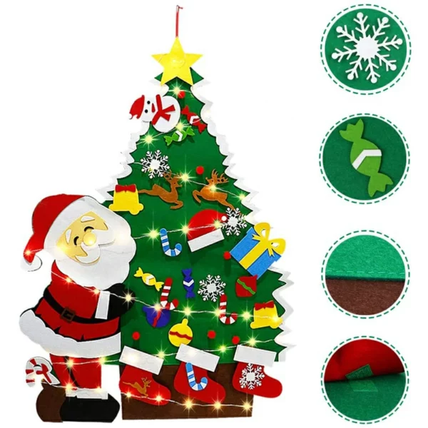 Božično drevo iz klobučevine 4 čevlje z LED lučkami, 38 kosov