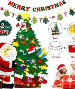 Felt Christmas Tree 4ft With LED Lights Strip 38 Pcs