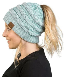 Halloween Sale - Soft Knit Ponytail Beanie Hat