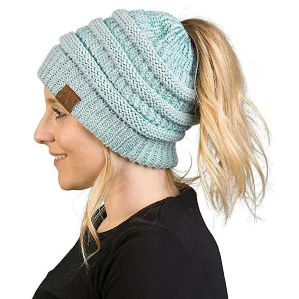 Halloween Sale - Soft Knit Ponytail Beanie Hat