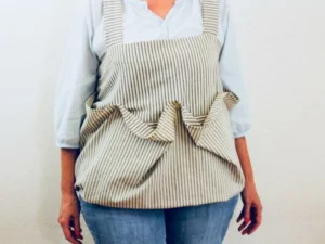 Gathering Pinafore Apron With Large 3 Section Front Pocket Converts To An Egg Apron / Gardening Apron
