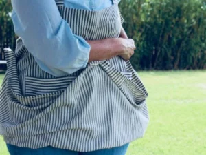 Gathering Pinafore Apron With Large 3 Section Front Pocket Converts To An Egg Apron / Gardening Apron
