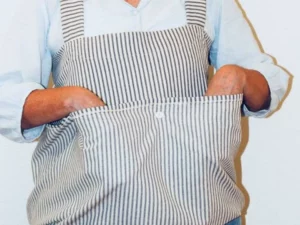 Gathering Pinafore Apron With Large 3 Section Front Pocket Converts To An Egg Apron / Gardening Apron