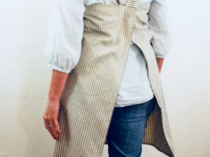 Gathering Pinafore Apron With Large 3 Section Front Pocket Converts To An Egg Apron / Gardening Apron