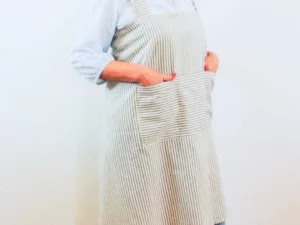 Gathering Pinafore Apron With Large 3 Section Front Pocket Converts To An Egg Apron / Gardening Apron
