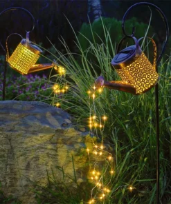 Solar Waterfall Lights Outdoor Garden Decor Yard Romantic Atmosphere