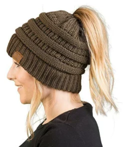 Halloween Sale - Soft Knit Ponytail Beanie Hat