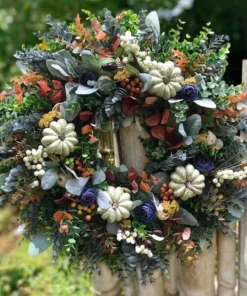 Autumn sale🎃White Pumpkins Ranunculus Wreath (50% discount)