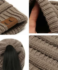 Halloween Sale - Soft Knit Ponytail Beanie Hat