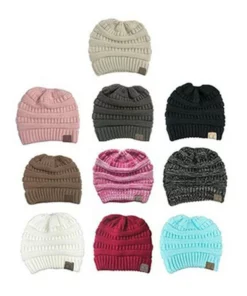 Halloween Sale - Soft Knit Ponytail Beanie Hat