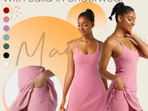 Maia Active Skater Dress With Build In Underwear