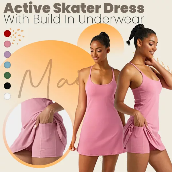 Vestido skater activo Maia con roupa interior incorporada
