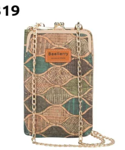 (LESCHT 1 DAG 68% RABAT)WOOD GRAIN CHAIN ​​CROSSBODY PHONEBAG (VERTICAL)