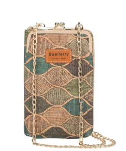 (LESCHT 1 DAG 68% RABAT)WOOD GRAIN CHAIN ​​CROSSBODY PHONEBAG (VERTICAL)