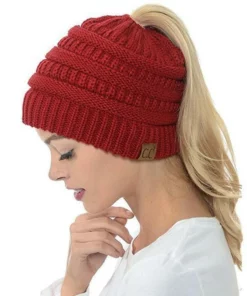Halloween Sale - Soft Knit Ponytail Beanie Hat