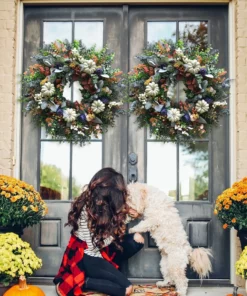 Autumn sale🎃White Pumpkins Ranunculus Wreath (50% discount)