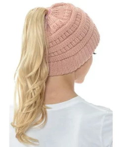 Halloween Sale - Soft Knit Ponytail Beanie Hat