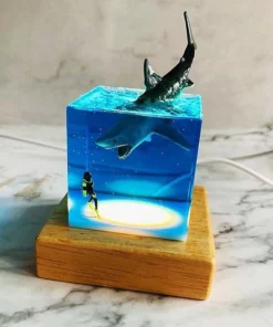 Last Day Promotion 50% OFF -3D Shark Diver Decoration LED Lamp