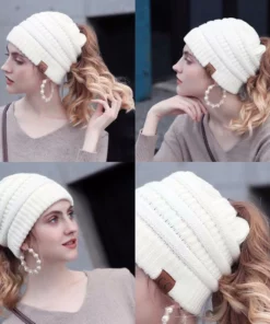 Halloween Sale - Soft Knit Ponytail Beanie Hat