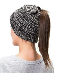 Halloween Sale - Soft Knit Ponytail Beanie Hat