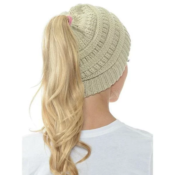 Jualan Halloween - Soft Knit Ponytail Beanie Hat