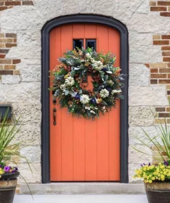 Autumn sale🎃White Pumpkins Ranunculus Wreath (50% discount)