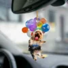Yorkshire Terrier Dog Fly With Bubbles Car Hanging Ornament-2D Effect