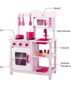 Wood Kitchen Toy Kids Cooking Pretend Play Set Wooden Playset Tool Bench for Kids