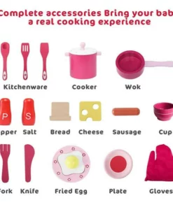 Wood Kitchen Toy Kids Cooking Pretend Play Set Wooden Playset Tool Bench for Kids