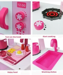 Wood Kitchen Toy Kids Cooking Pretend Play Set Wooden Playset Tool Bench for Kids