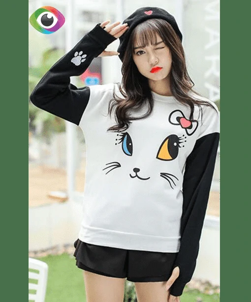 Sweatshirts cat cute - deasachadh cuibhrichte