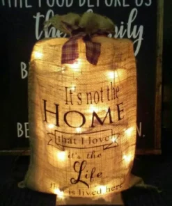 Lighted Burlap Sacks