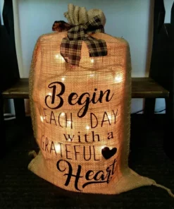 Lighted Burlap Sacks