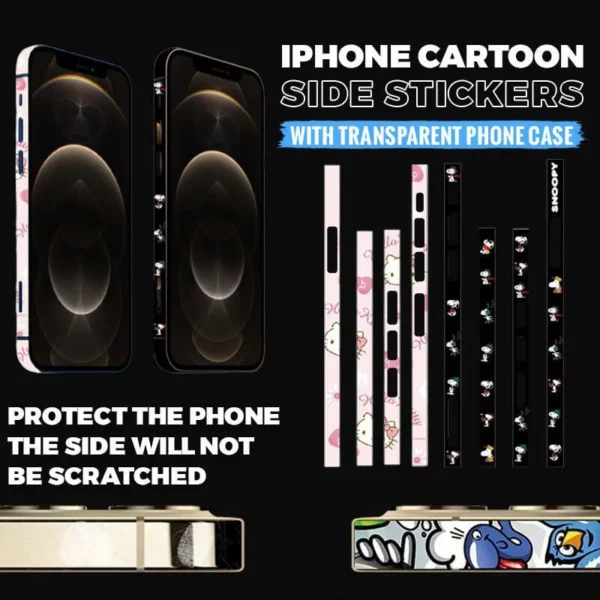 iPhone Cartoon Side Stickers (With Transparent Phone Case)