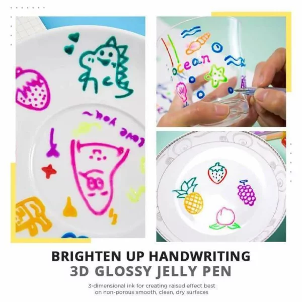 (50% ΕΚΠΤΩΣΗ) 3D Glossy Jelly Ink Pen (6 τεμ/συσκευασία)