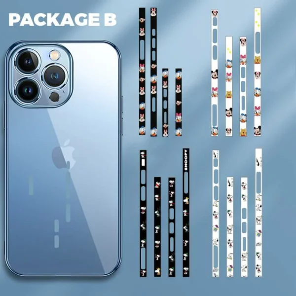 Pegatinas laterales de dibujos animados para iPhone (con funda transparente para teléfono)