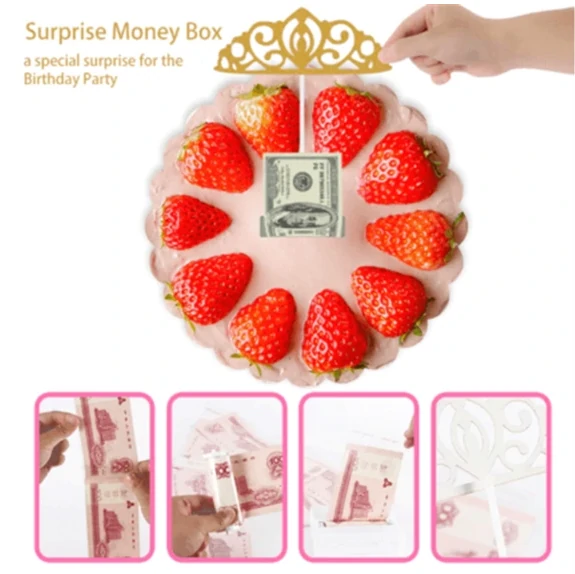 (🔥2021 Hot Rea) Tårta bankomat Penninglåda Födelsedagsfest Överraskningspresent (Köp 2 få 1 gratis)