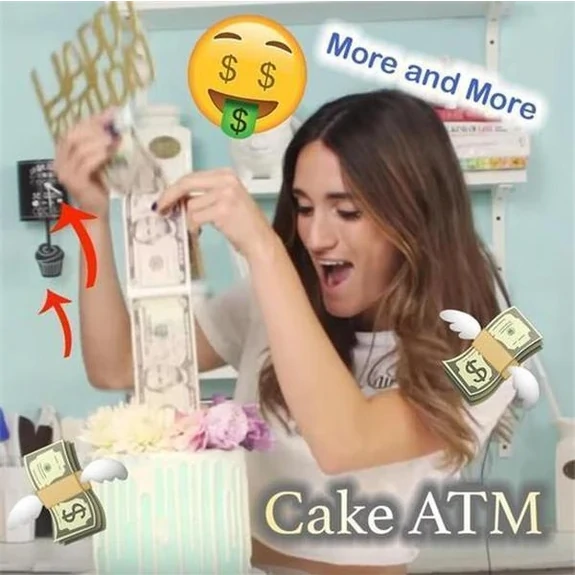 (🔥 Hot ferkeap 2021)Cake ATM Money Box Birthday Party Surprise Gift (Keapje 2 Krij 1 fergees)