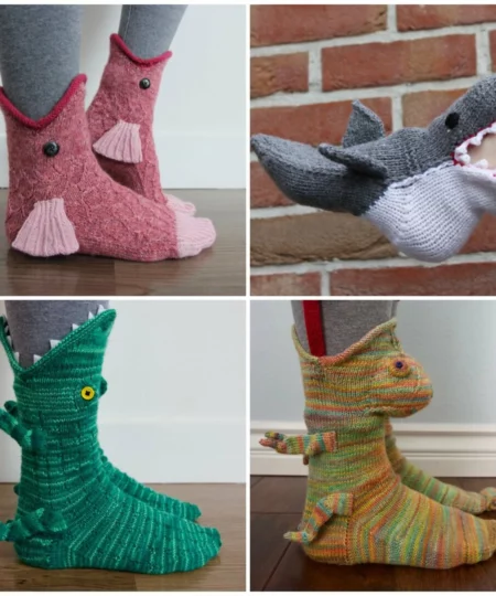 🎅(Різдвяний ранній розпродаж - заощаджуйте 40% ЗНИЖКА) В'язані шкарпетки з крокодилом