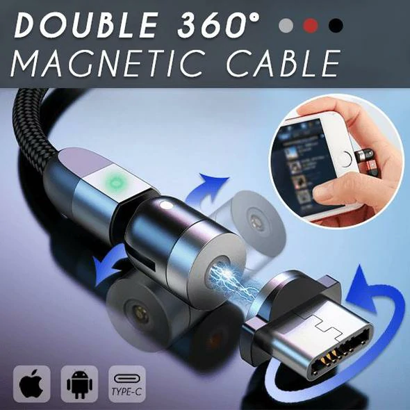 (SHITJE E NXETË) Kabllo Magnetike e Dyfishtë 360° 2Metër