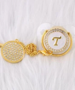 LETTER PEARL CRYSTAL PACIFIER