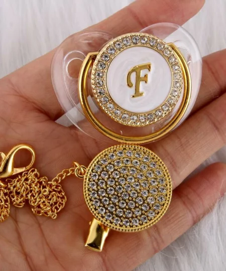 LETTER PEARL CRYSTAL PACIFIER