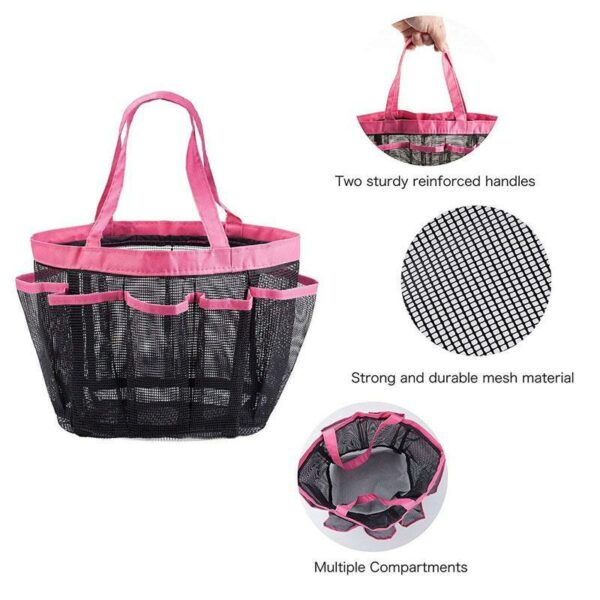 8 Compartments Compact Mesh Shower Tote Bag for Bathroom/Travel/Gym