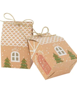 10Pcs Christmas House Shape Candy Bags