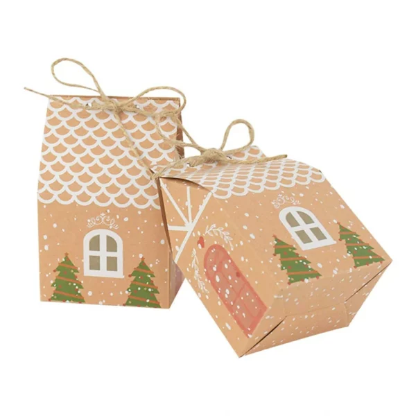 10Pcs Christmas House Shape Candy Bags
