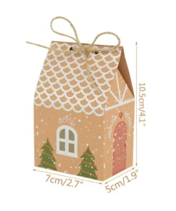 10Pcs Christmas House Shape Candy Bags